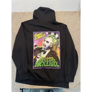 Beetlejuice Black Hoodie‎ Men's 3XL Pullover Sweatshirt Tim Burton Movie Merch